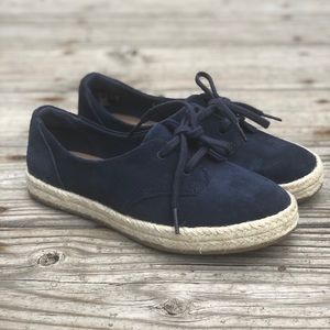 Clarks Azella Jazlynn Navy Blue Suede Espadrille